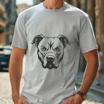 A detailed illustration of a Pitbull's head.
