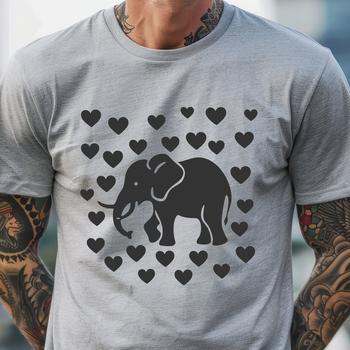 A standing full-body illustration of a majestic elephant, perfect for use in digital designs.