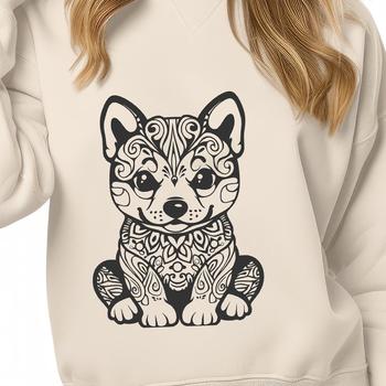 A full-body illustration of a sitting Shiba Inu dog with its distinctive fox-like features.