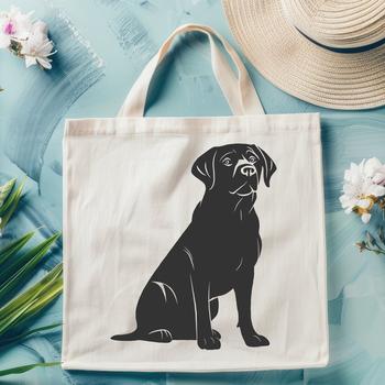 A sitting Labrador Retriever depicted in full body form.