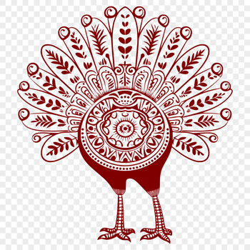 A vector graphic depiction of a single turkey against a simple background.