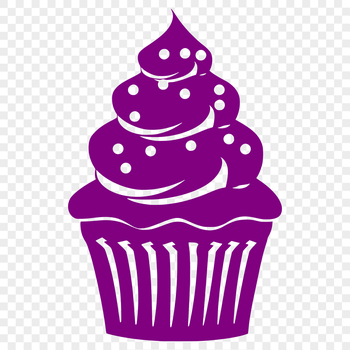 A stylized illustration of a cupcake, suitable for digital designs.