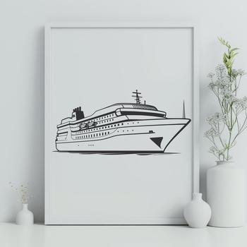 Illustrative representation of a modern cruise ship on a calm ocean, suitable for vector graphics.