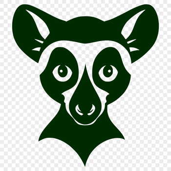 A illustration of a lemur's head with detailed features.