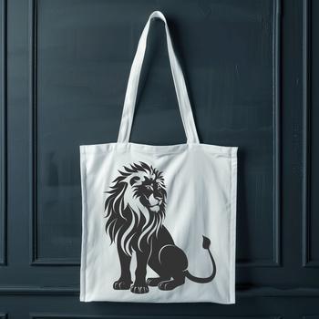 A sitting lion with its full body visible, depicted in vector art style.