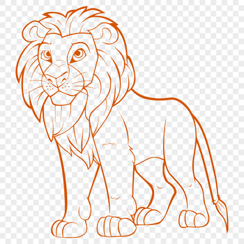 A detailed illustration of a lion's full body in a standing position.
