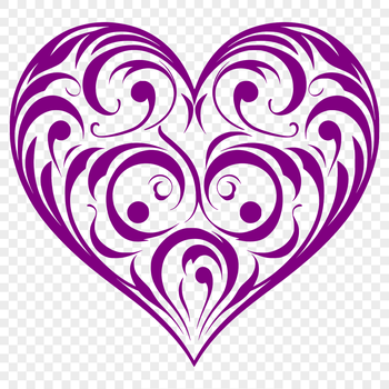 A stylized illustration of an ornate heart shape, suitable for various designs and projects.