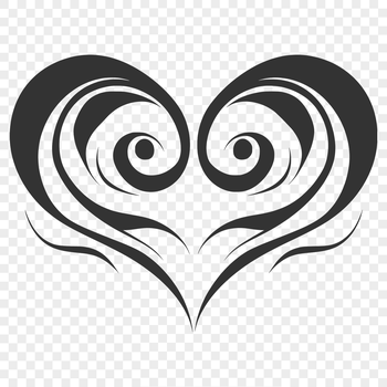 A stylized illustration of an ornate heart shape, suitable for various applications including graphic design and crafting.