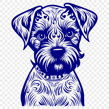 Vector illustration of a small, ornate dog with a distinctive head and beard.