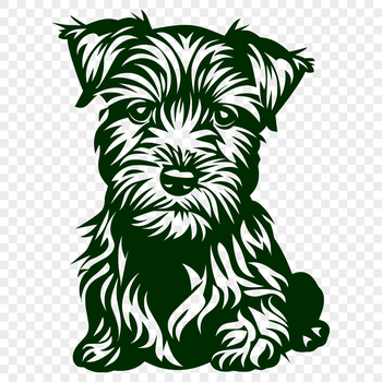 A detailed illustration of a miniature schnauzer breed dog sitting upright in full body pose.