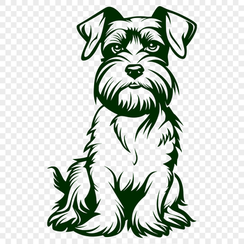 A detailed illustration of a sitting miniature dog with a distinctive beard.