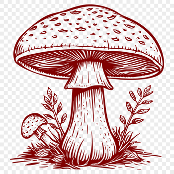 A detailed illustration of a mushroom in various growth stages, suitable for vector art and design projects.