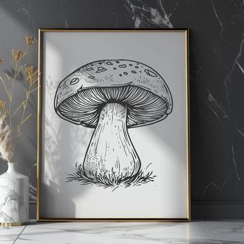 A detailed illustration of a mushroom, suitable for vector design.