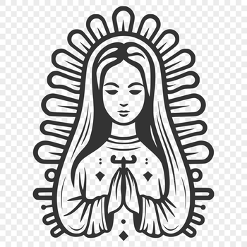 An SVG vector art design featuring the figure of the Virgin Mary.