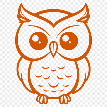 A simple line drawing of a full-body owl, illustrated in a minimalist style.
