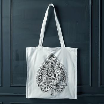 A stylized paisley shape with intricate details, suitable for use in vector design projects.
