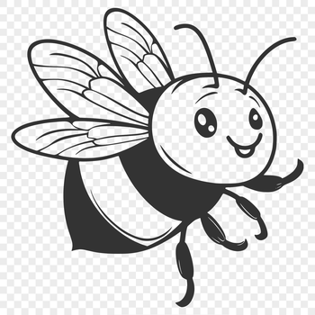 A detailed illustration of a bee in full-body view.