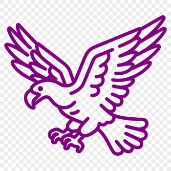 A simple line drawing of a majestic full-body eagle in mid-flight, suitable for digital and commercial use.