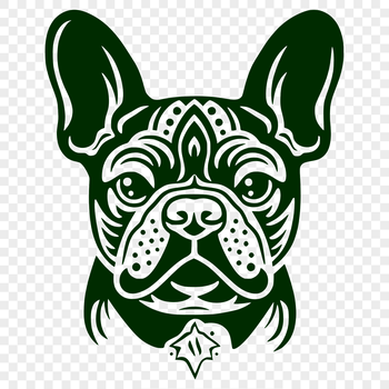 Close-up illustration of a French Bulldog's head, suitable for vector design and commercial use.