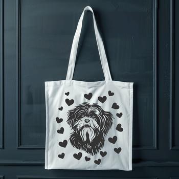 Vector illustration of a Havanese dog with heart accents on its head