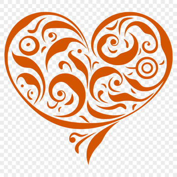 A detailed illustration of a heart shape with intricate lines and curves.