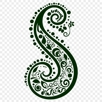 A detailed, ornate paisley shape with intricate patterns and curves, suitable as a vector graphic design element.