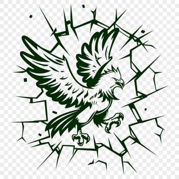 A mythical creature depicted in full-body form, with vibrant plumage and flames.