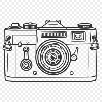 SVG graphic illustration of a camera with intricate details.