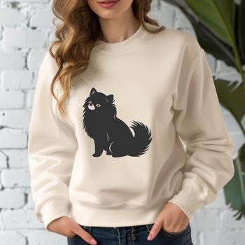 A full-body illustration of a Pomeranian sitting in a neutral background, suitable for vector design.