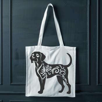 A standing Labrador Retriever in full body view, depicted in a detailed vector design.