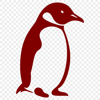 A simple line drawing of a penguin in full body pose, suitable as clip art.