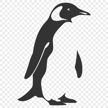 A full-body illustration of a penguin in its natural habitat.