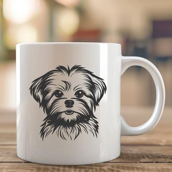 Illustration of a Morkie, a crossbreed dog featuring its characteristic features.