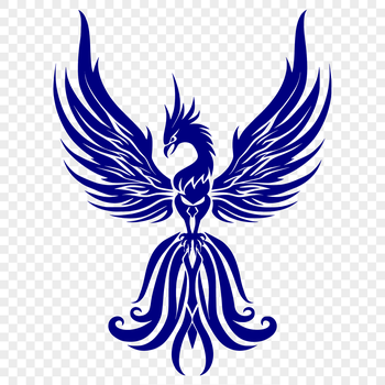 A detailed, full-body illustration of the mythical phoenix, suitable for vector design and cutting machine projects.