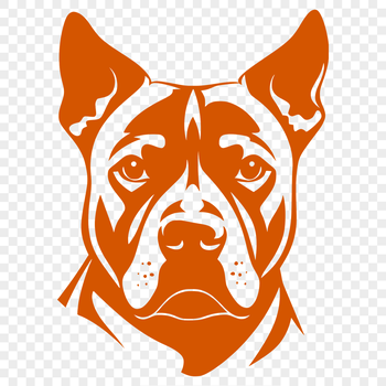 Illustrated head of a pitbull breed dog in vector format, suitable for various design applications.