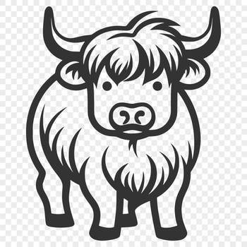 A full-body illustration of a cow with realistic features, suitable for farm-themed designs and projects.