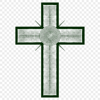 Ornate cross with intricate details in vector format.