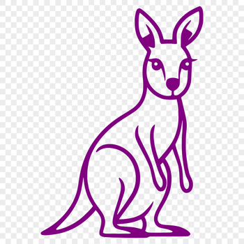 Simple line drawing of a cute kangaroo in full body pose.