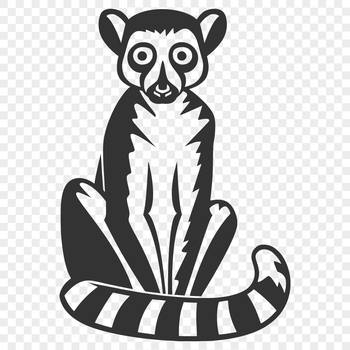 A detailed illustration of a lemur's full body, suitable for vector art and design projects.