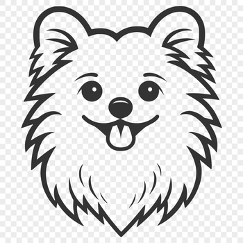 An SVG illustration of a Pomeranian breed dog's face and features.