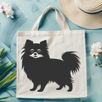 A full-body illustration of a Pomeranian standing on all fours.