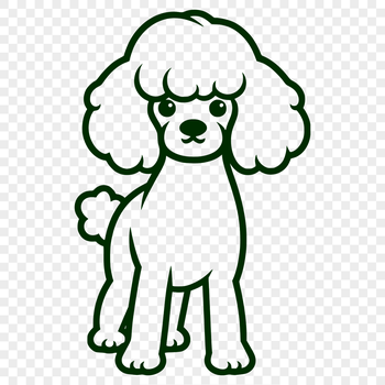 A simple line drawing of a standing poodle in full body pose, suitable for vector design and cutting machine applications.
