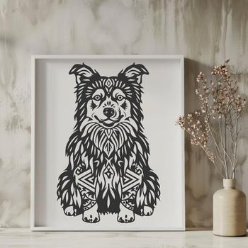 Artistic Sitting Australian Shepherd - DXF