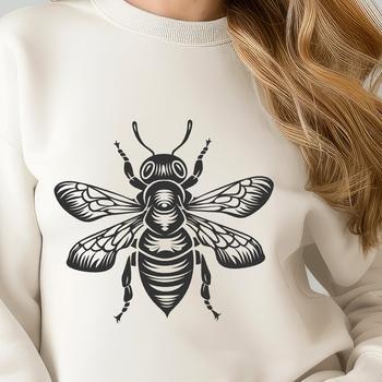 A detailed illustration of a bee in full-body pose, suitable for various design projects.
