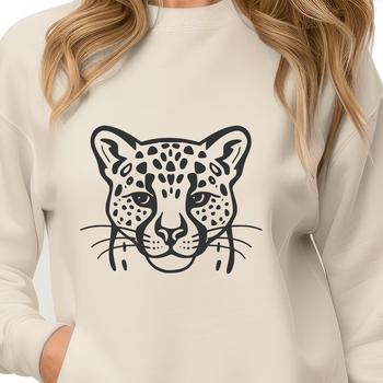 A detailed vector illustration of a wild ocelot's head, suitable for various design applications.