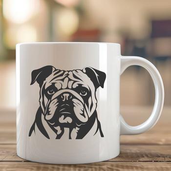 A bulldog's head illustration in vector format.