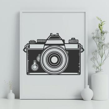 A detailed illustration of a digital camera with various buttons and features.