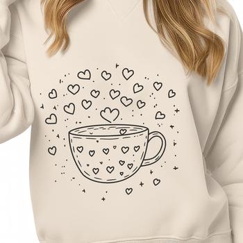 A simple cup design with interlocking love hearts, ideal for craft projects.