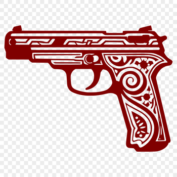A 2D illustration of a handgun, suitable for digital design and cutting projects.