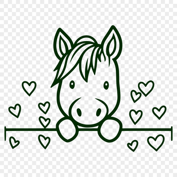 A vector illustration of a horse with love hearts incorporated into its design.